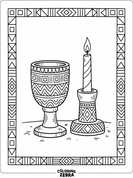 Unity cup with a kinara and border pattern