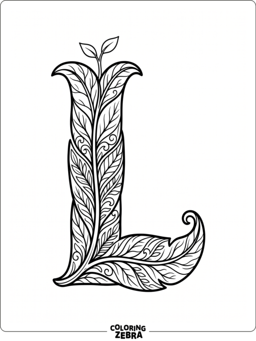 The letter L shaped like a leaf