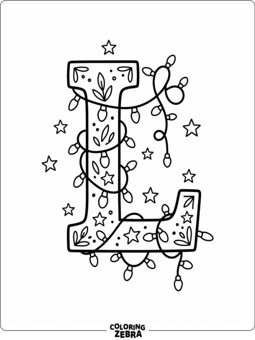 A llama standing beside a large letter L
