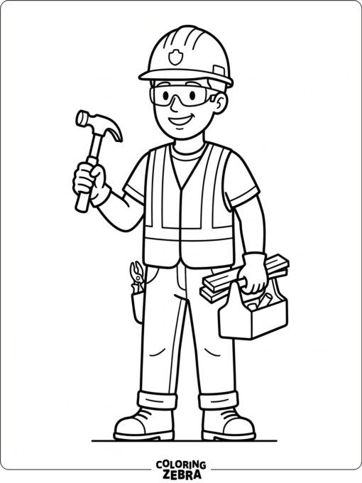 Construction worker with a hard hat and hammer