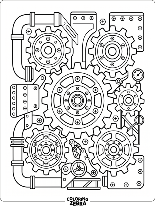 Large gears with bolts in a clean layout