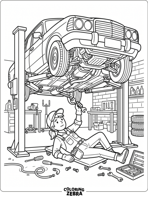 A mechanic under a car holding a wrench