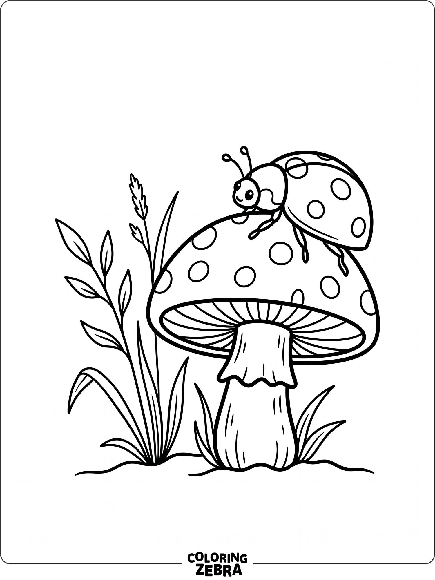 A simple ladybug sitting on a mushroom