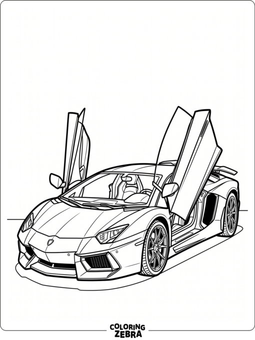 A Lamborghini Aventador with scissor doors open