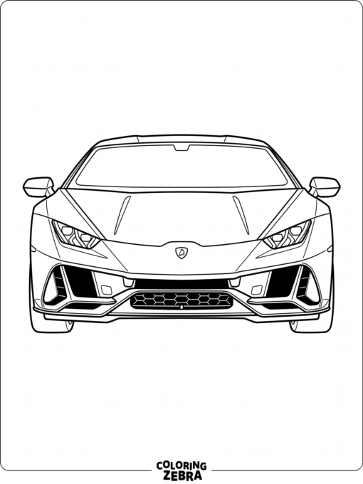 Front view of a Lamborghini with a low hood and wide grille