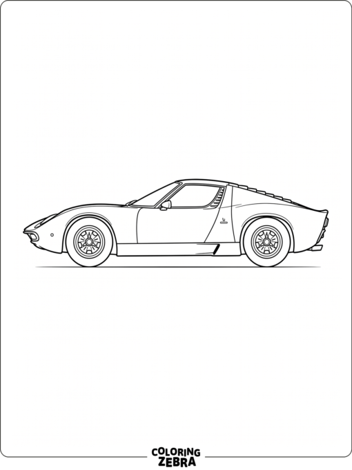 A Lamborghini Miura in side view with classic curves