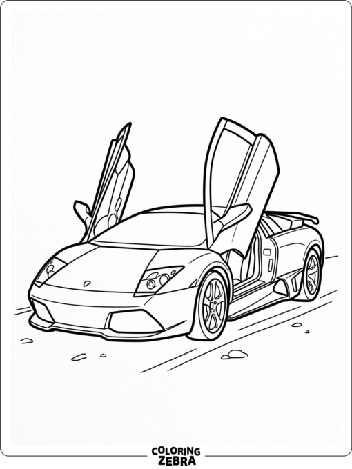 A Lamborghini Murcielago with curved body and scissor doors