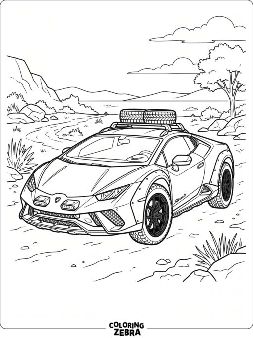 A Lamborghini Sterrato with off-road tires and body kit