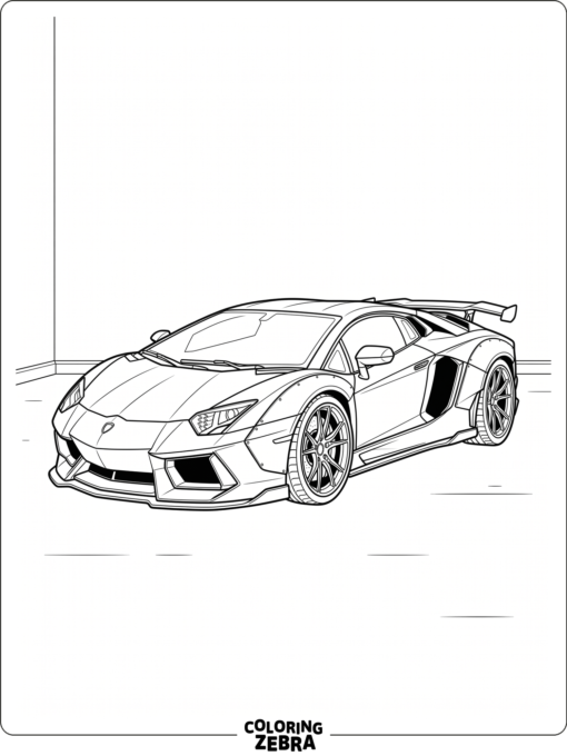A wide supercar parked on a plain showroom floor