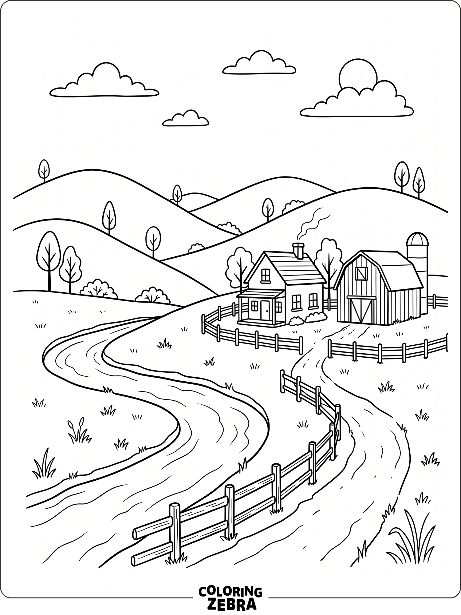 59 Free Landscape Coloring Pages - Printable PDF Sheets
