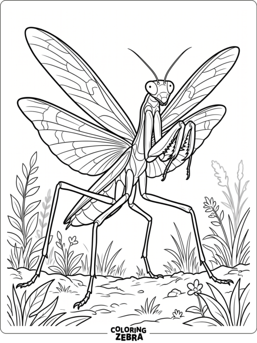 A large praying mantis with long legs