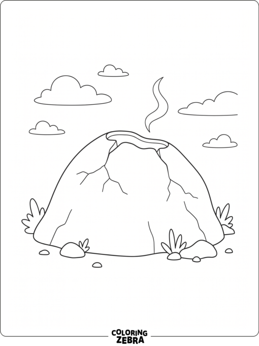 A rounded lava dome with cracks and steam