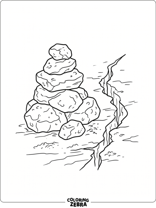 A pile of lava rocks near a ground crack