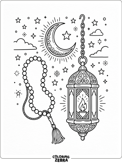 Laylat al Qadr moon and lantern scene
