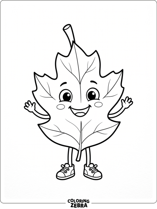 A cute leaf character with a happy face