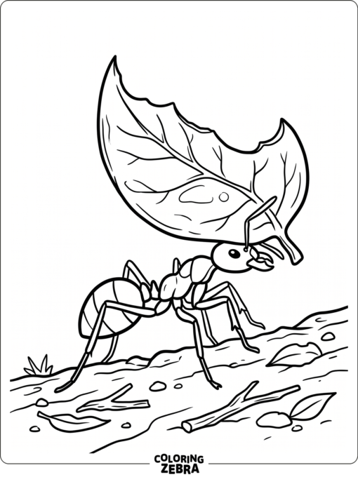 A leaf cutter ant carrying a leaf slice