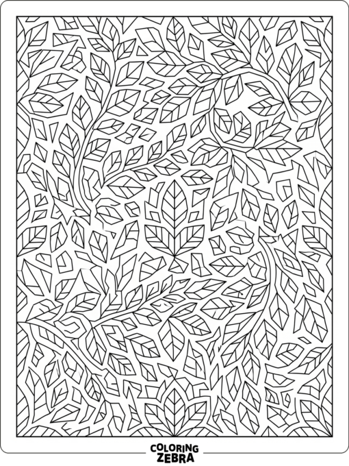 A mosaic made from small leaf shapes