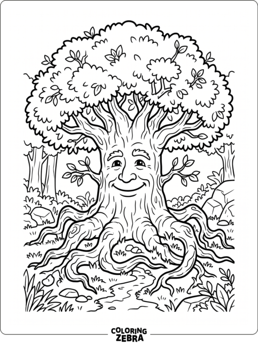 Great Deku Tree with roots and a smiling face