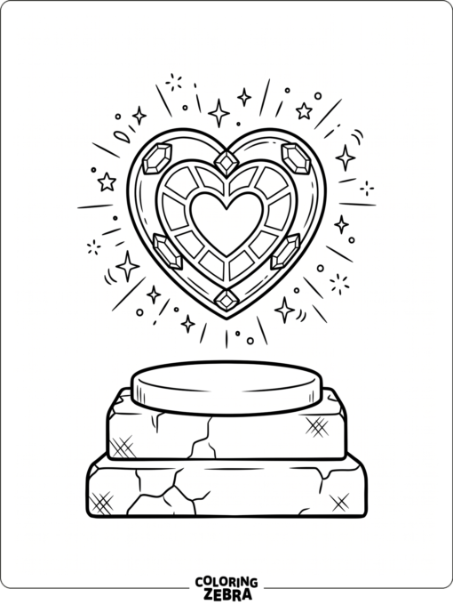 Heart Container above a pedestal with sparkles