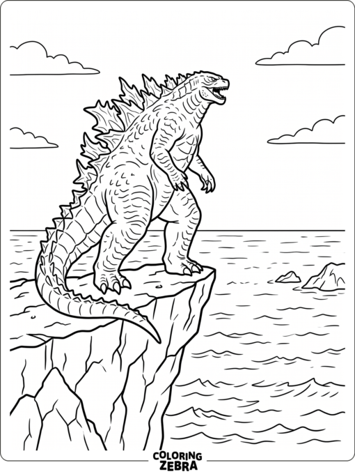 A Legendary Godzilla standing on a cliff