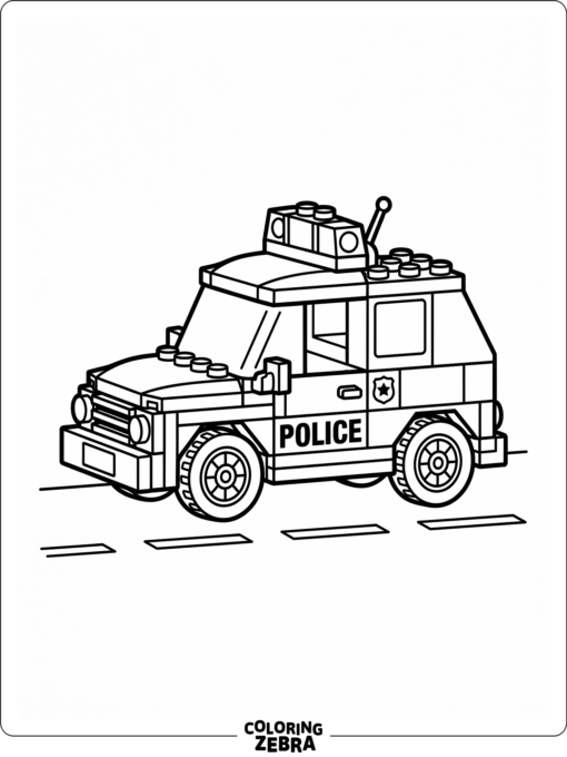 Blocky toy police car with roof lights