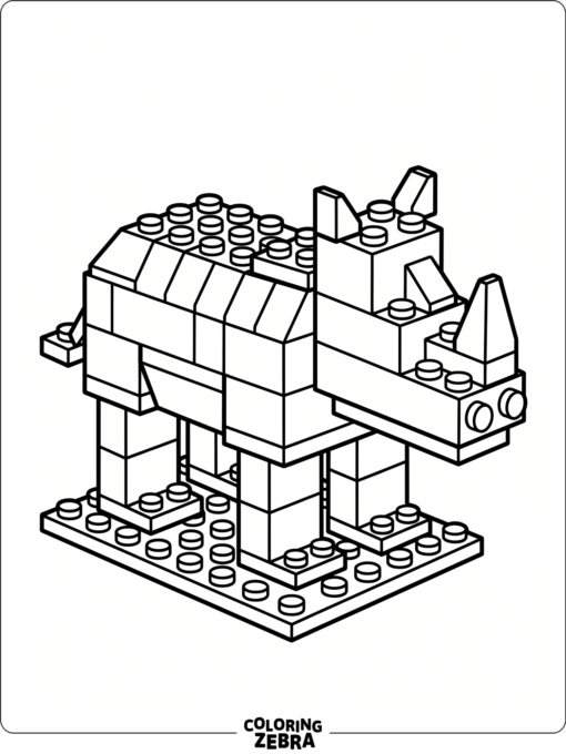 A blocky rhino stands on a small base