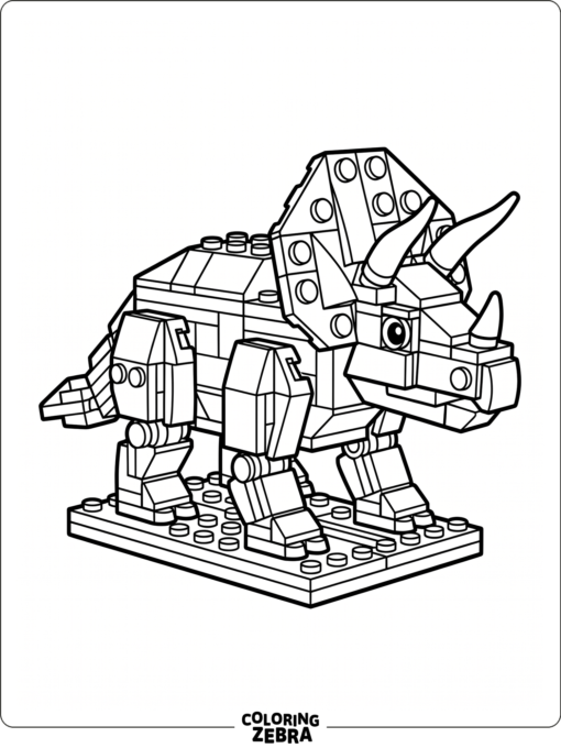 A blocky toy-style triceratops with square shapes
