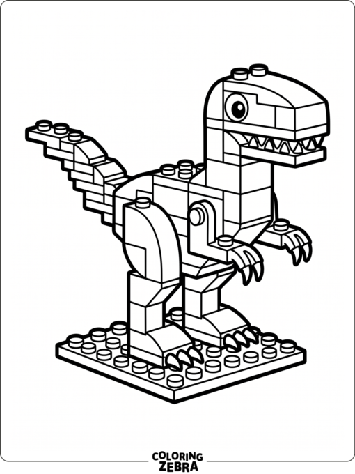 A blocky velociraptor made in LEGO style