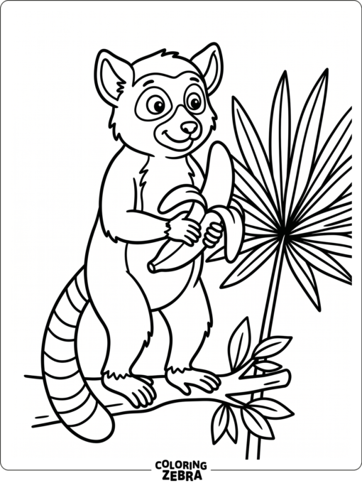 A lemur holding a banana