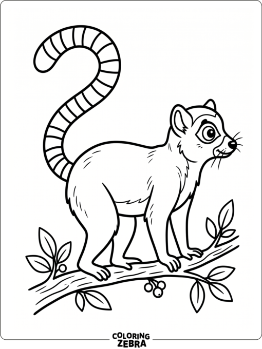 A lemur in profile with a long tail and clean lines