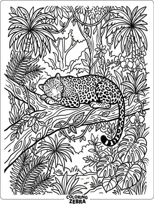 A leopard resting in a simple jungle scene