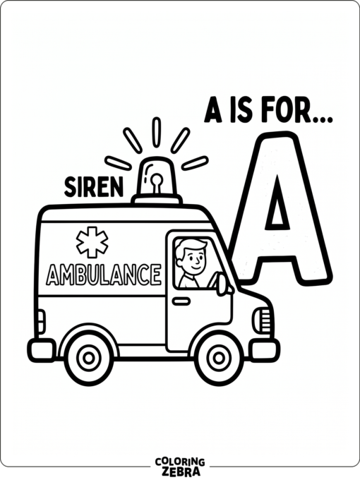 Una letra A con una ambulancia de emergencia básica