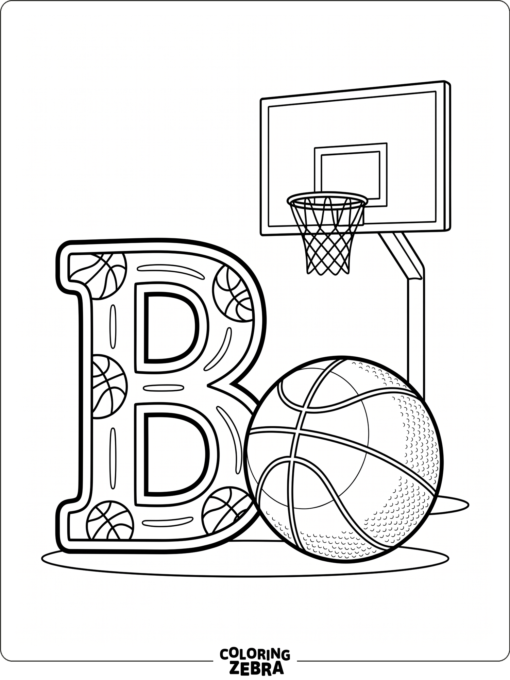 Una pelota de baloncesto junto a una gran letra B