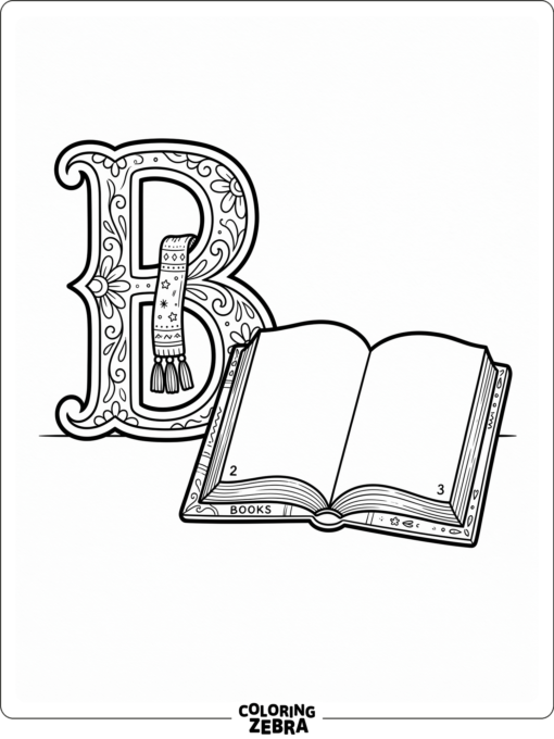 Un libro abierto junto a una gran letra B