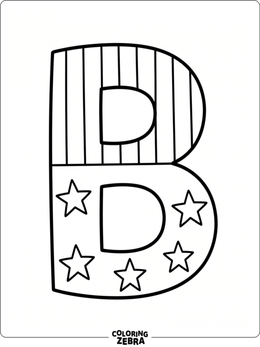 A bold capital B with simple stars and stripes