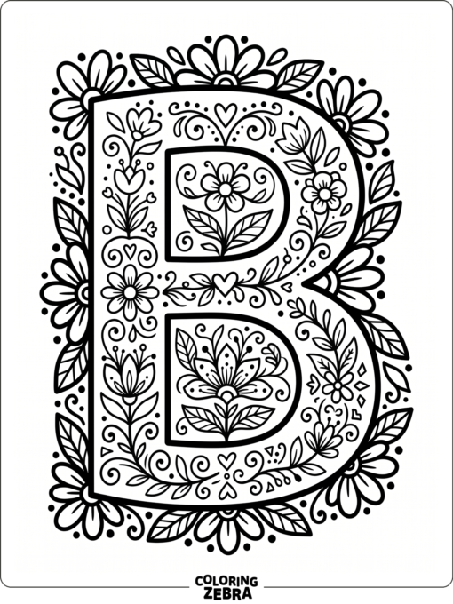 Una letra B decorativa con flores y motivos