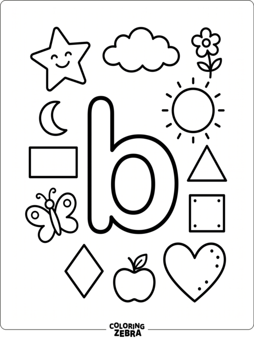 Una «b» minúscula con formas sencillas para niños en edad preescolar