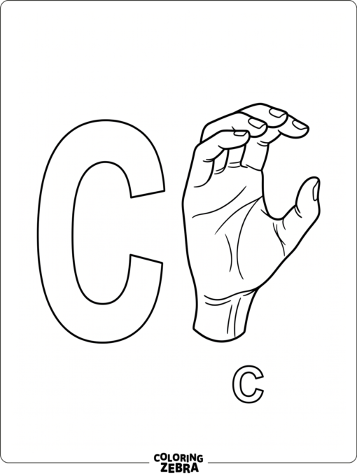Una letra C con una mano haciendo el signo de la lengua de signos americana (ASL)