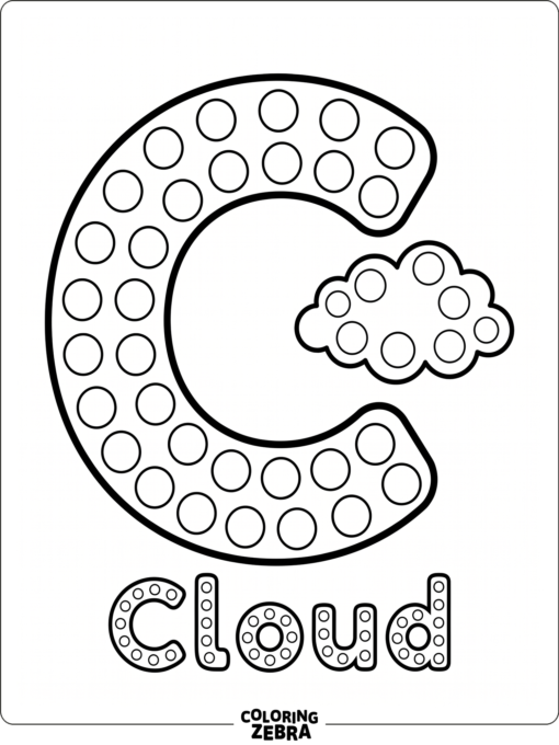 Una C mayúscula con círculos de puntos y una nube
