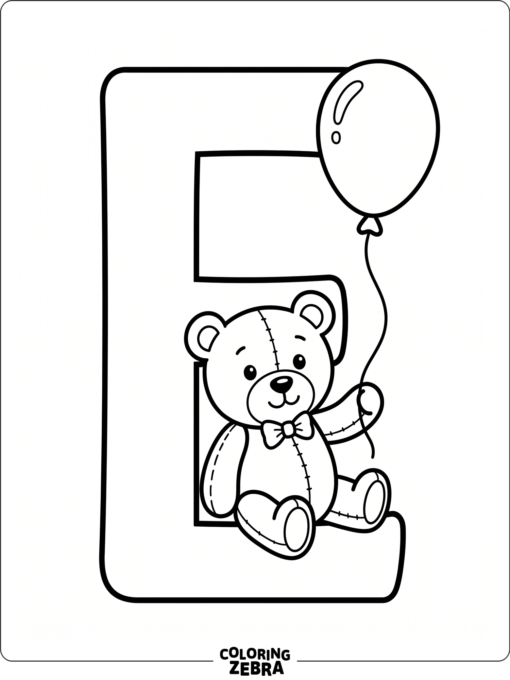A toddler-friendly letter E with simple pictures