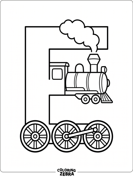 A letter E with a small engine beside it