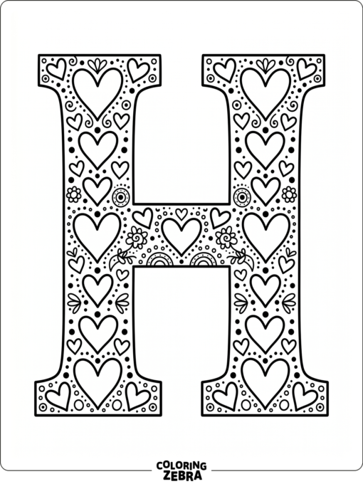 A big H covered in heart shapes