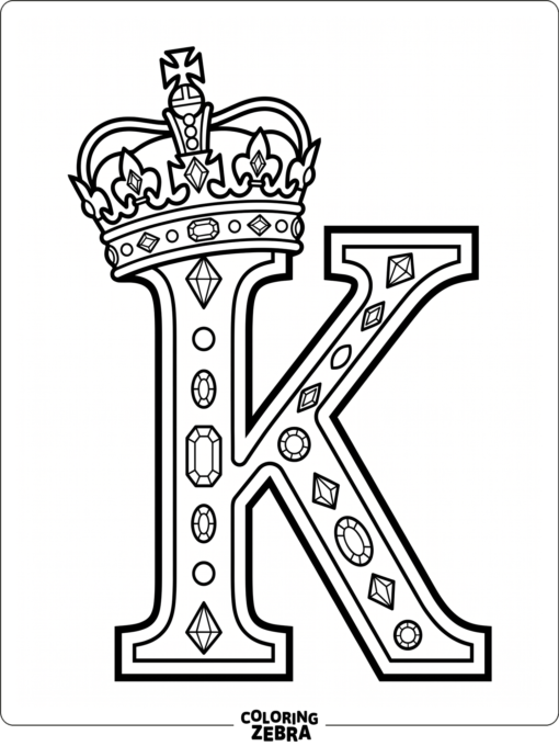 A crowned letter K with simple royal details
