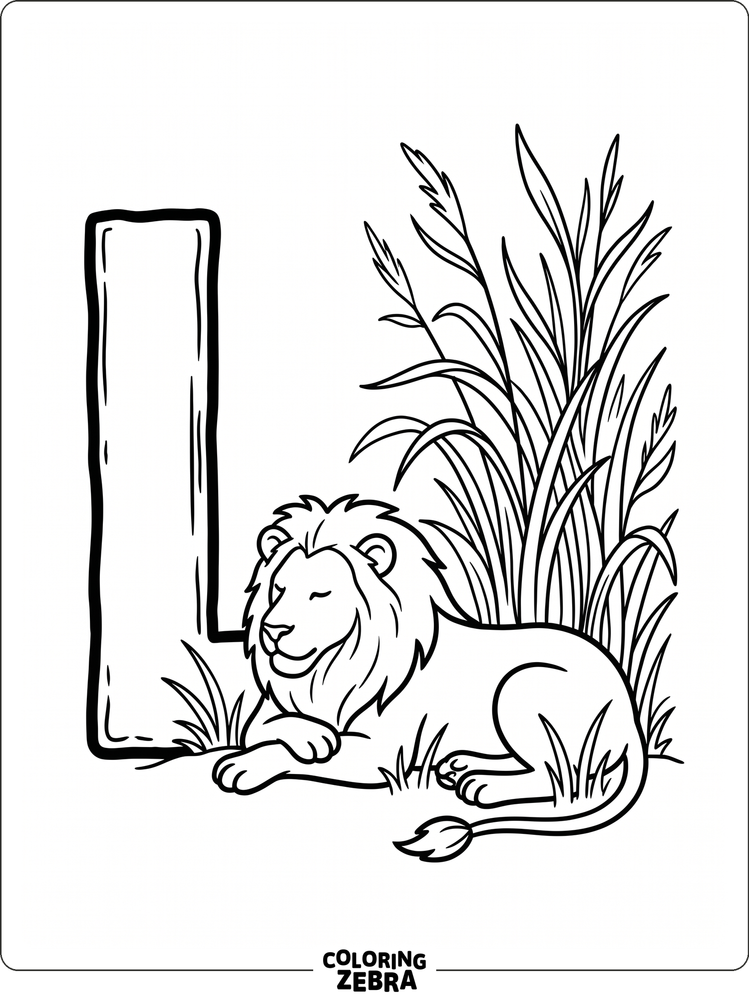 A bold letter L beside a friendly lion