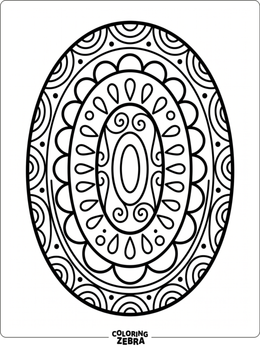 A large oval letter O with nested oval shapes