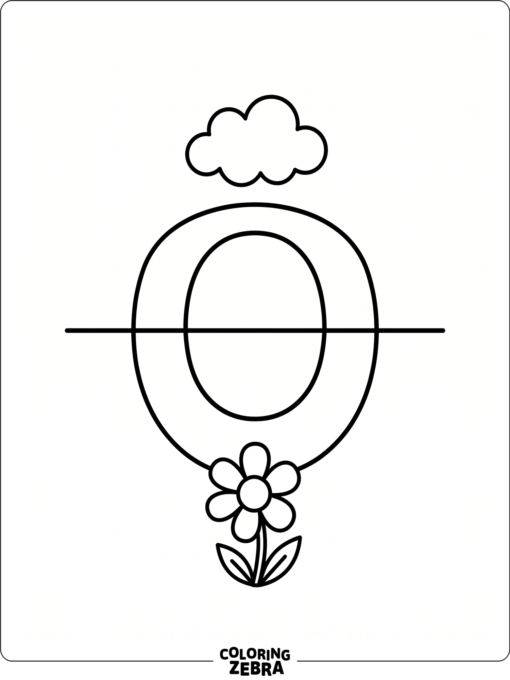 One object sits above a line and another sits below a large O