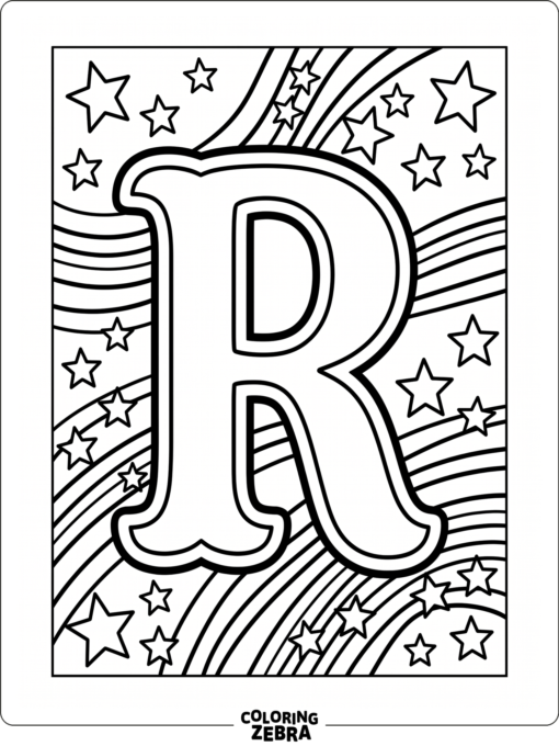 A bold uppercase R with stars and stripes