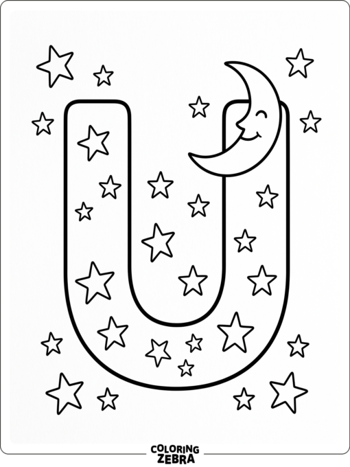 A U with stars and a moon