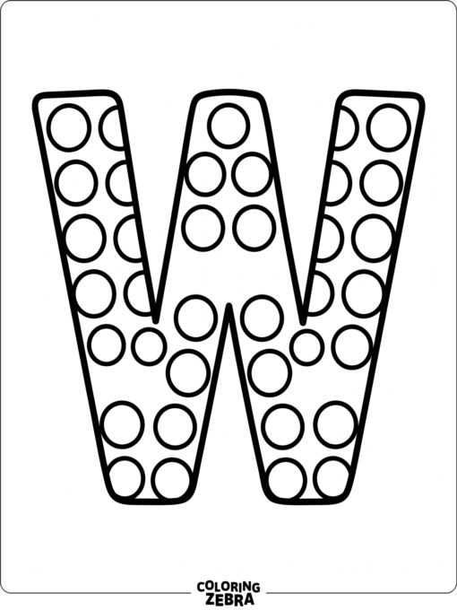 The letter W with large dot circles