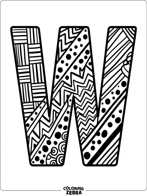 A big W filled with repeating patterns